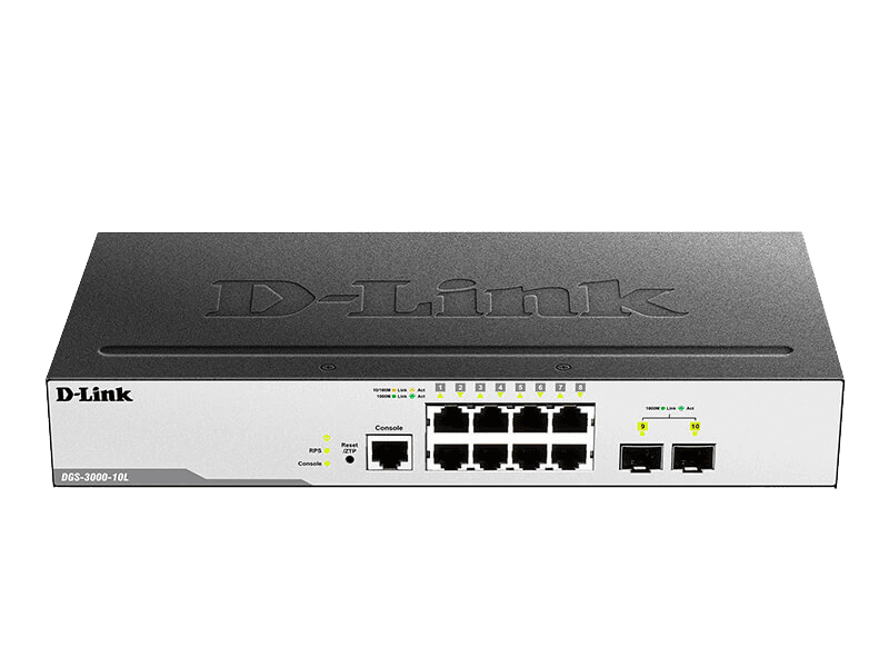 Switch gerenciado Gigabit L2 de 10 portas